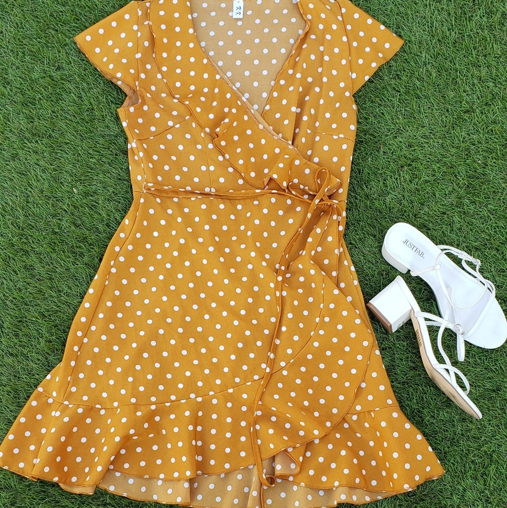 Polka dot wrap dress
